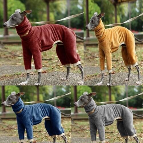 Winter Dog Clothes Solid Color Warm Long Sleeve Pet Sweater Windproof High Collar Shepherd Dog Coat Soft Fleece Hound Clothes