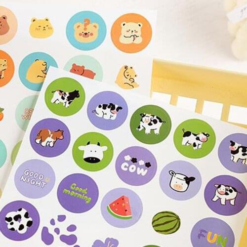 1 Sheet /Pack Spring Farm Cows Dogs Cats Handbook Photo Computer Decoration Material Sticker