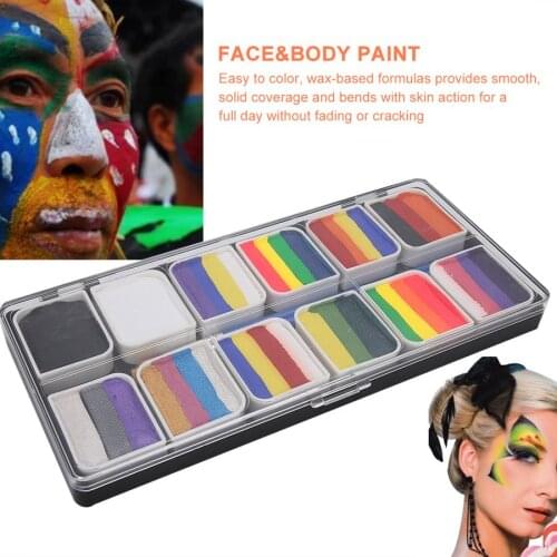 12 Colors Face Body Paint Water-Based Halloween Party Ball Game Fan Fancy Body Art Makeup Pigme