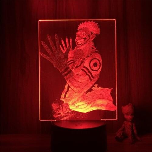 3D Nightlight Animated Real Ver. Ryomen Sukuna Evil Jujutsu Kaisen Figure 7 Colors Touch Optical Illusion Table Lamp Gift Decor