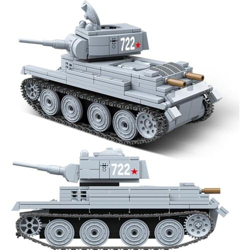 462pcs WW2 Military BT-7 Soviet Light Tank Assault Building Blocks German LT-38 Solider Amry City Bricks Toys Gifts For Children