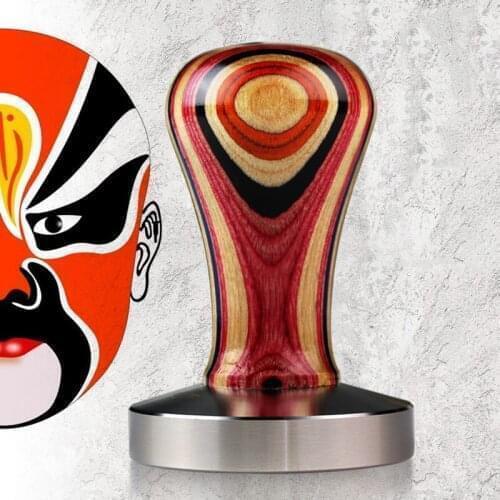 51/54/57/57.5/58mm Coloured Soild Wood Coffee Tamper Flat Base Hammer Stainless Steel Powder Tamper Espresso Accessories