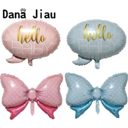 Big bowknot hello baby party foil balloon kids birthday party decoration pink helium ball Childrens Day Bow