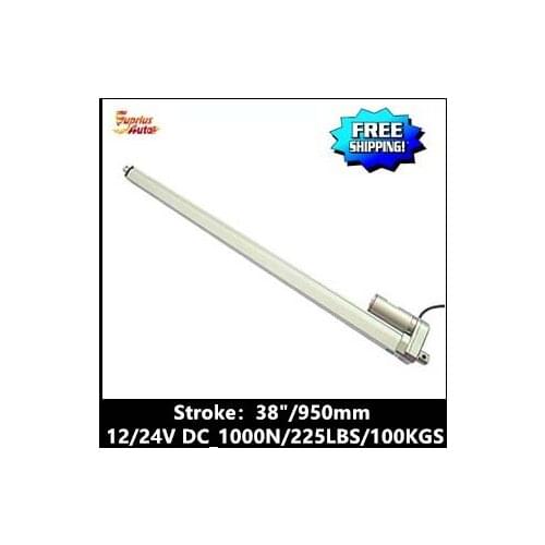 Free Shipping 38inch/950mm stroke 12v/24v DC linear actuator, load 225lbs/100kgs/1000N electric linear actuators by Express