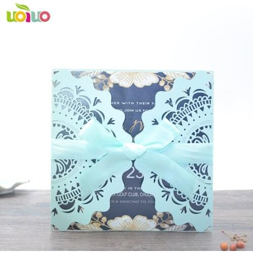 Free shipping 50set inc181 Laser Cut Butterfly Invitations Cards Kits for Wedding Bridal Shower Birthday (light blue)