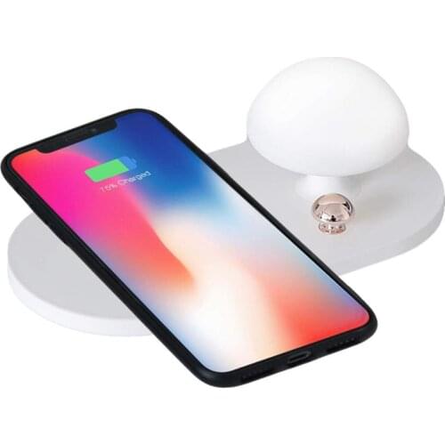 Wireless Charger Station Pad Mushroom Night Light Fast for Iphone 8 Xs XR X 8Plus Samsung 10W Wireless Charging