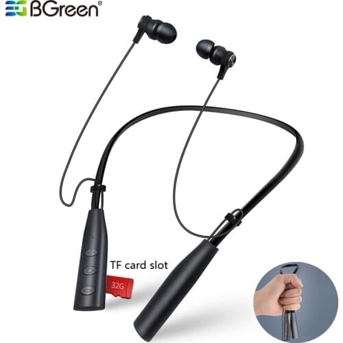 BGreen Bluetooth Sports Earphones Wireless Waterproof Stereo Sport Headset Support TF Card Hands Free Call