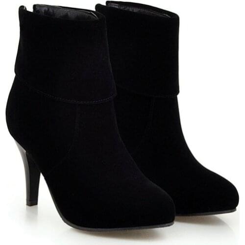 Big Size 9 10 11 12 boots women shoes ankle boots for women ladies boots Back zipper stitching fabric