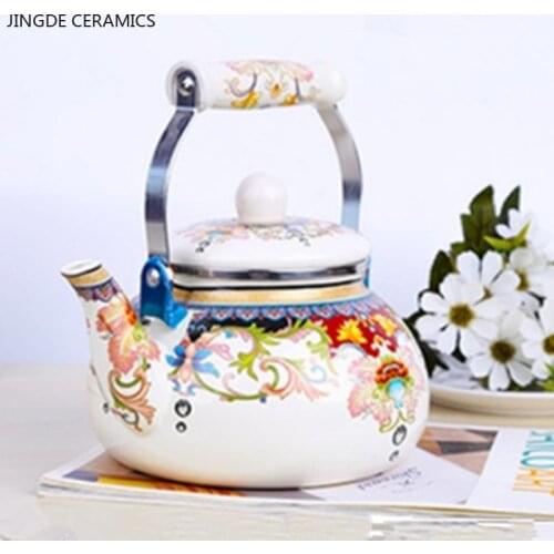 Thickened flat-bottom pear-shaped enamel kettle kettle jug milk teapot home portable kitchen induction cooker universal