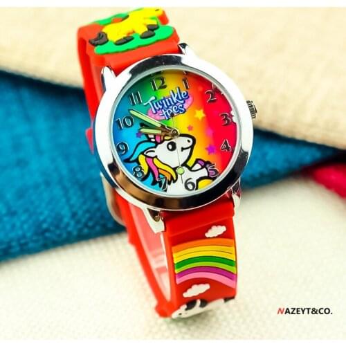 Kids Children Girls Boys Students Rainbow Unicorn Colourful Silicone Childrens Watches Lovely Party Gift Quartz Wrist Watch