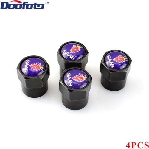 Doofoto 4x Car Valve Caps Wheel Tire Tyre Stem Covers For SAAB 9-3 93 9-5 9 3 9000 9 5 Accessories Car Styling Exterior Emblem
