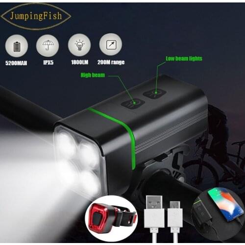 5200Mah Bike Light Bicycle Lighting 1800 Lumen Flashlight Usb Light Bike Front Flashlight For Bicycle Lights Bike Accessories