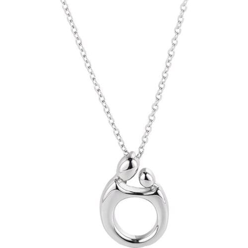 Mother &Child Hug Necklace 100% Authentic 925 Sterling silver Mothers' Day Gift Necklace Jewelry TLX2234