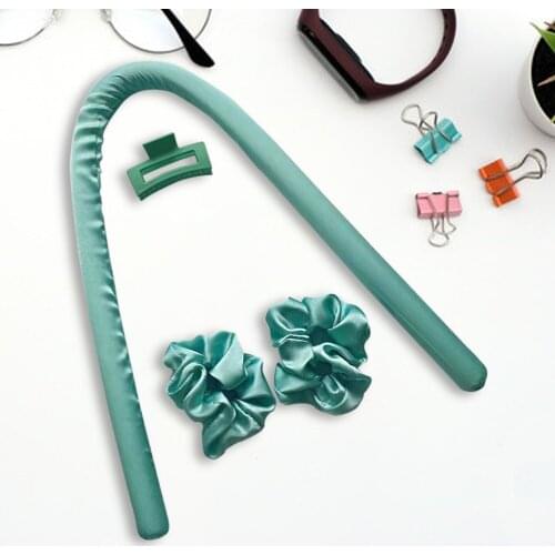 Heatless Hair Curling Rod Headband Hair Claw 3pcs Set No Heat Ribbon Hair Rollers Sleeping Soft Headband DIY Hair Styling Tools