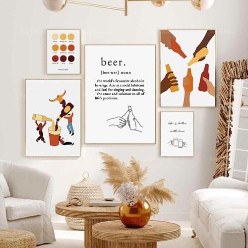 Bar cart art, 5-piece print set, beer poster, vintage poster, cocktail print, poster pack, alcohol art, gallery wall set, cheers