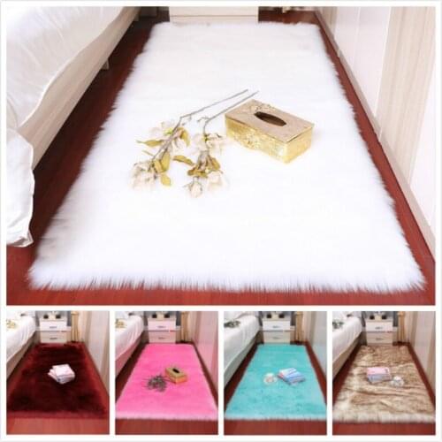 Sholisa Faux Fur Area Rug Fluffy Carpet Rectangle Belt Shape 6cm Pile Fluffy Carpet for Living Room Bedroom Sea Set Home Deco