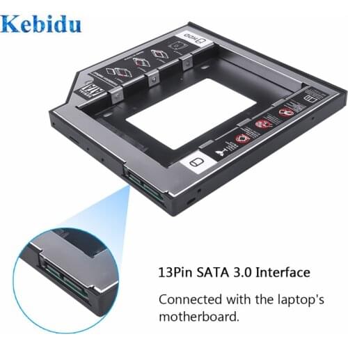 Kebidu 1PC Universal Aluminum 2.5 2nd 9.5mm Ssd Hd SATA Hard Disk Drive HDD Caddy Adapter Drive Bay For Cd Dvd Rom Optical Bay