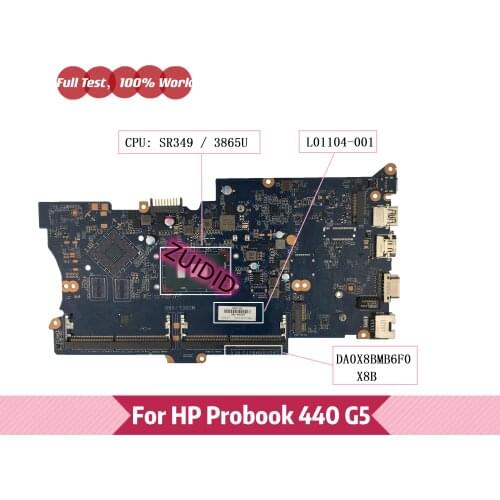 L01104-601 DA0X8BMB6F0 X8B For HP ProBook 430 G5 440 G5 Laptop motherboard L01104-001 with SE349 3865U DDR4