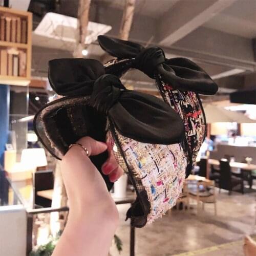 Sweet Autumn Winter Lace Knot Hairband Cute Net Yarn Bow Rabbit Ear Head Band Hoop For Women Girl New Wide Side Hair Accessories