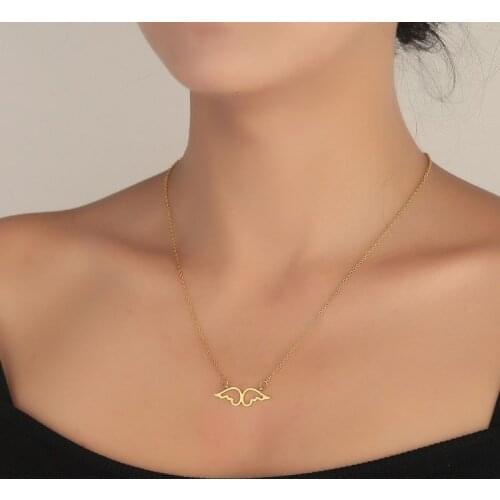 Mini Angle Wings Pendant Necklaces for Girls Women Hollow Out Wing Choker Lucky Guardian Jewelry Gift for Girlfriend Wife