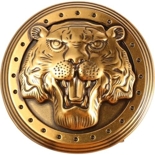 Fashion Round Tiger Head Automatic Belt Buckle For Men Not Contain Body Suitable For 3.5cm Width Leather Waist Accessories