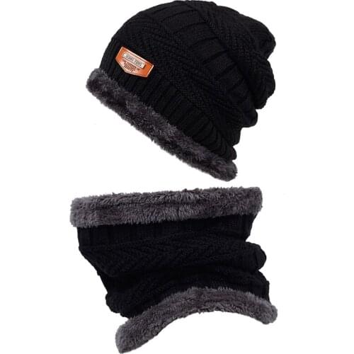 New Fashion Men Warm Winter Hat Scarf Soft Knitted Hat Scarf Set Skullies Beanies Winter Hat For Women Unisex Knitted Caps