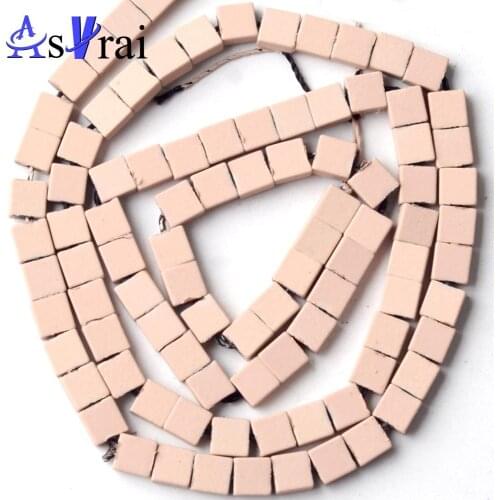 Natural Pink Hematite Stone Rubber Matte Squar Shape Beads For Jewelry Making 4*4mm Spacer Loose Beads Diy Handmade Bracelets15"