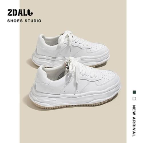 2021 summer new style thin breathable dissolving white shoes thick-soled Hong Kong style sports shoes