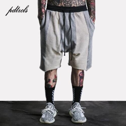 New Vintage Color Block Patchwork Elastic Waist Shorts Mens 2018 Hip Hop Summer Fashion Casual Sweat Shorts Joggers Harem Shorts