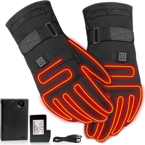 USB Electric Heated Gloves 3.7V 2000 MAh Rechargeable Battery Electric Gloves Winter Warm Heating Hand Warmer Skiing Gloves