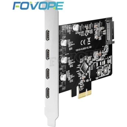 PCIe to 4 port Type-C USB3.1 Expansion Card 5Gbps High Speed Type C Adapter Card PCI e USB 3.1 converter PCI-e Adapter