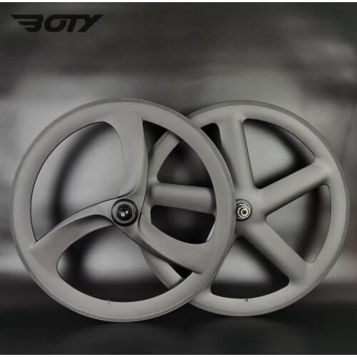 700C full carbon wheels front 3-spokes rear 5-spokes track/road bike 12k glossy wheelset clincher/ tubular carbon wheels