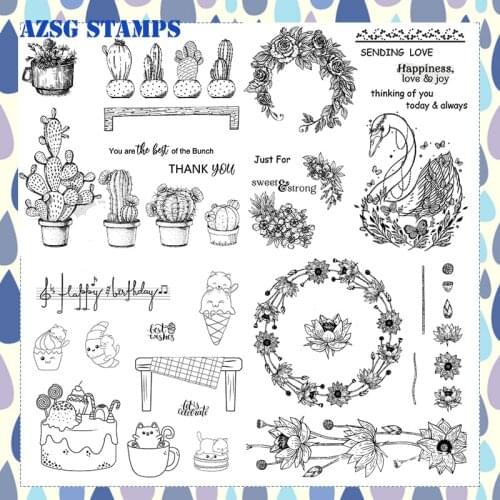 AZSG Lotus and Swan Clear Stamps NEW 2021 For DIY Scrapbooking/Card Making/Album Decorative Silicone Stamp Crafts