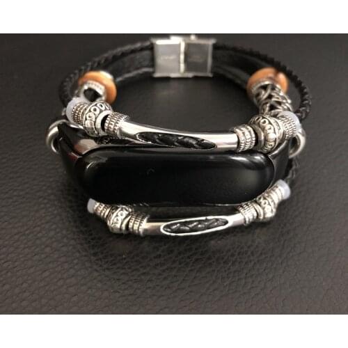 Genuine Leather Strap for Xiaomi Mi Band 3 Smart Watch Screwless Bracelet Strap Replacement Accessories for Miband 3