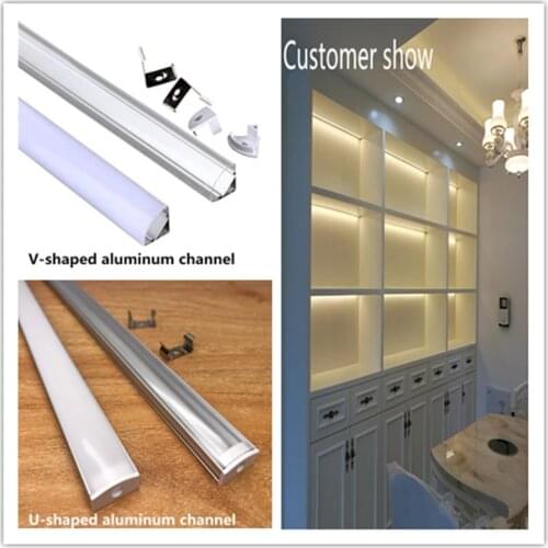LED aluminum channel 0.5m, for 3528 5630 5050 LED strip U/V shape LED aluminum channel milk white cover/transparent cover