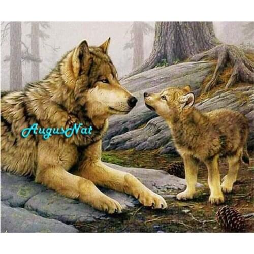 Wolves diamond painting full square animals wall art picture mother kids diamond dotz decal 5d diamond stickers mosaic drawing