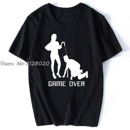 GAME OVER MARRIAGE SLAVE Letter Funny T Shirt Tshirt Men Cotton Short Sleeve T-shirt Top Tees
