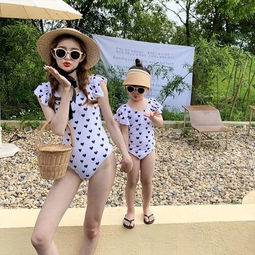 Womens Swimwear 2021 Mother and Daughter 1-Piece Swimwear Top For Baby Girls Summer Kids Children Beach Wear Woman Sexy Bikini