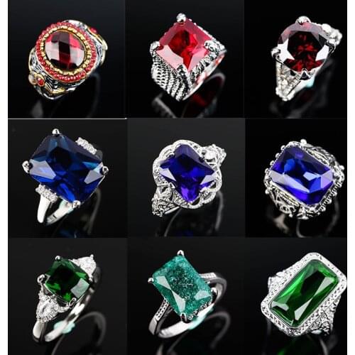 Womens Ring Artificial Gemstone Zircon Classic Luxury Rings Aesthatic Vintage Bohemian Party Jewelry Gift Wholesale 2021 New