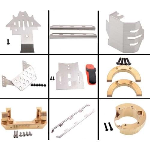 1/10 Model Car Parts Anti-Collision Stainless Steel Chassis Armor/Front Rear Bumper/Wheels Counterweight for RC Cars