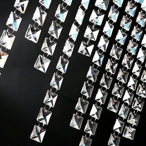 10 Meters 18mm Square Beads Crystal With Silver Rings For Home And Wedding Decoration Safe Package Clear Color