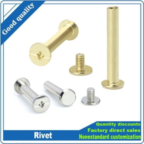 2/10pcs Golden Silver Leather Bag Belt Photo Scrapbook Album Book Post Binding Rivet M5x4-150mm Steel Chicago Nail Screw Bolt