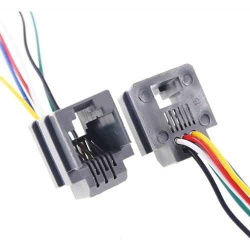 20 pcs 623K-6P6C RJ11 Modular Connector 623K 6P6C Socket Female Crimp Wire 6 Core15 cm Length Grey Insulator Network Connector