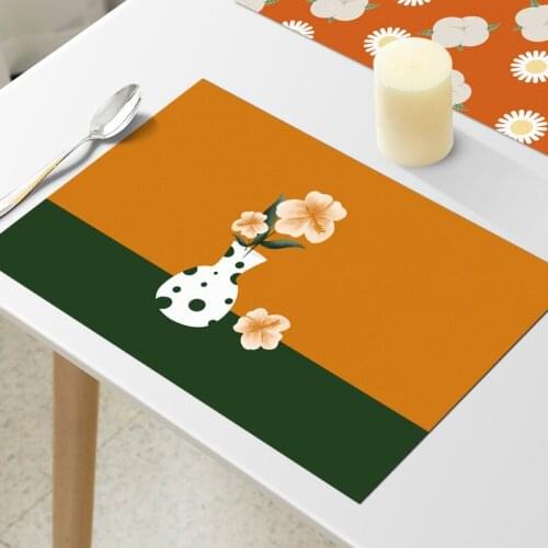 3 PCS Nordic Western Placemat Light Luxury Style Household Waterproof Easy-to-Clean Square PVC Leather Placemat