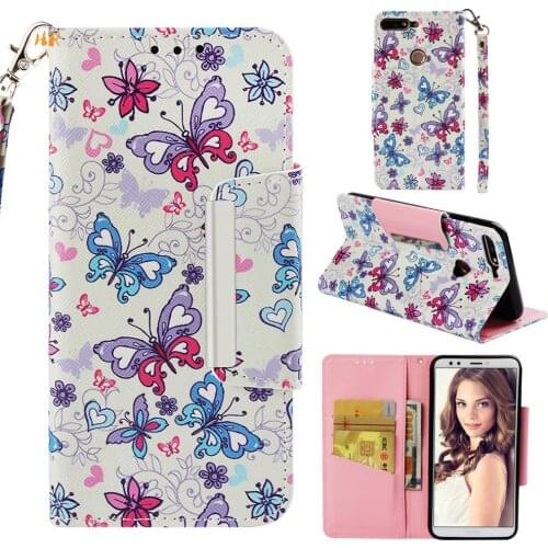 30pc Phone Case For Huawei Honor 7C Cover Flip Case for NOVA2 LITE/Y7 2018/Y7 PRIME 2018 Wallet 3D Painted Phone Cover 5.99 inch
