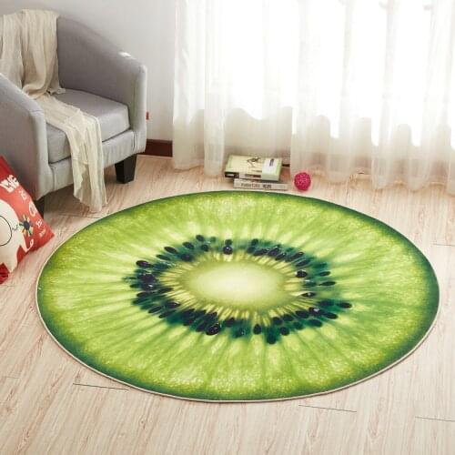 3D Fruit Kiwi Lemon Printed Chair Mat Children Play Floor Area Rug Home Decor Doormat Non Slip Round Rug Carpet for Living Room