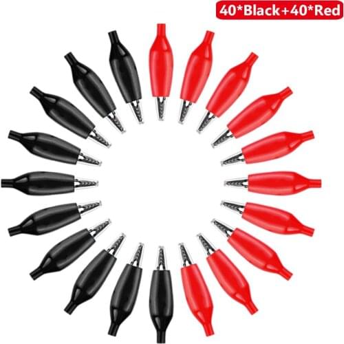 80Pcs 40Pcs Red+40 Black Alligator Clip Crocodile Clip Black and Red Sheath Clip Power Clamp Test Clip For Testing Probe Meter
