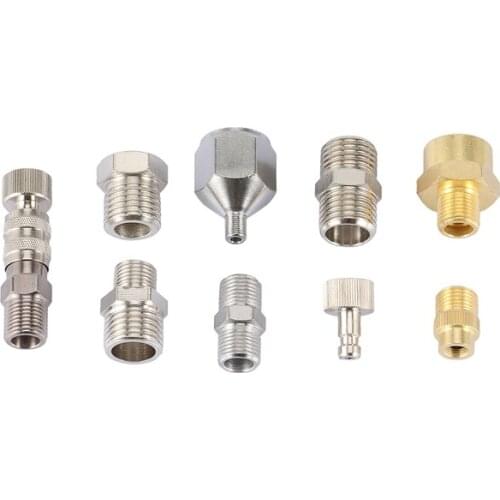 9Pcs Airbrush Adapter Kit, Including Spray Airbrush Quick Release Disconnect Connector Kit, for Air Compressor Tool