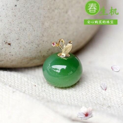 Anjade Fine Jewellery Hetian Jade Jasper 18K Gold Apple Women Pendant Necklace Support Test Popular Christmas Halloween Gift