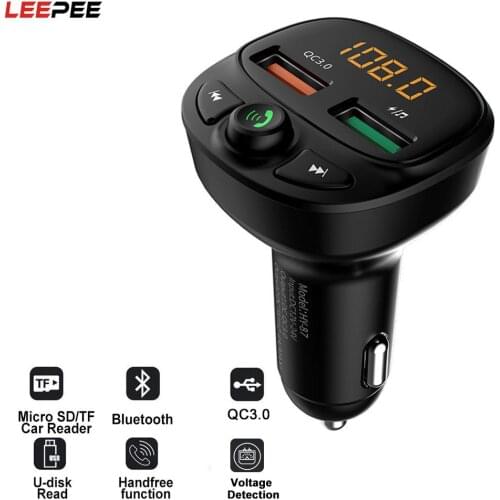 Fm Transmitter Car Bluetooth 5.0 QC 3.0 MP3 Player TF Card Car Quick Charge Adapter Dual USB Charger